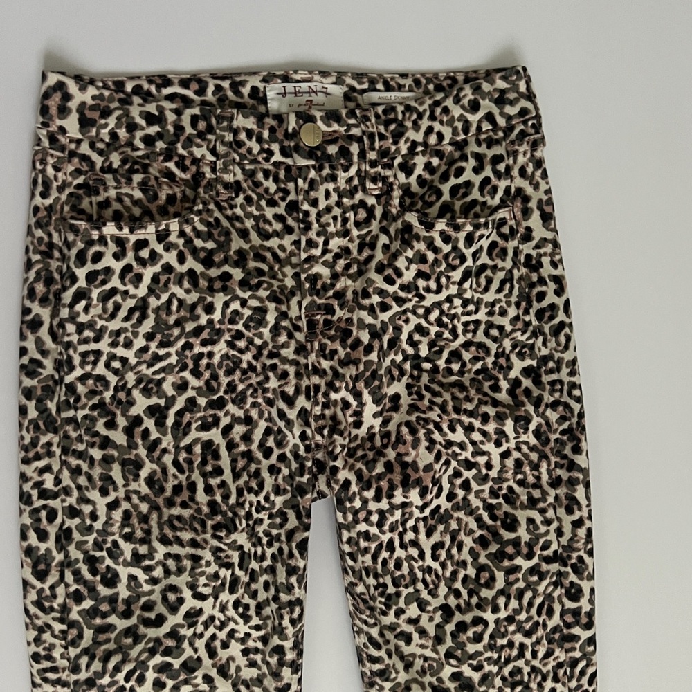 Jen 7 by 7 For All Mankind Leopard Pattern Cropped Jeans Ankle Skinny Size 2 - Picture 4 of 15
